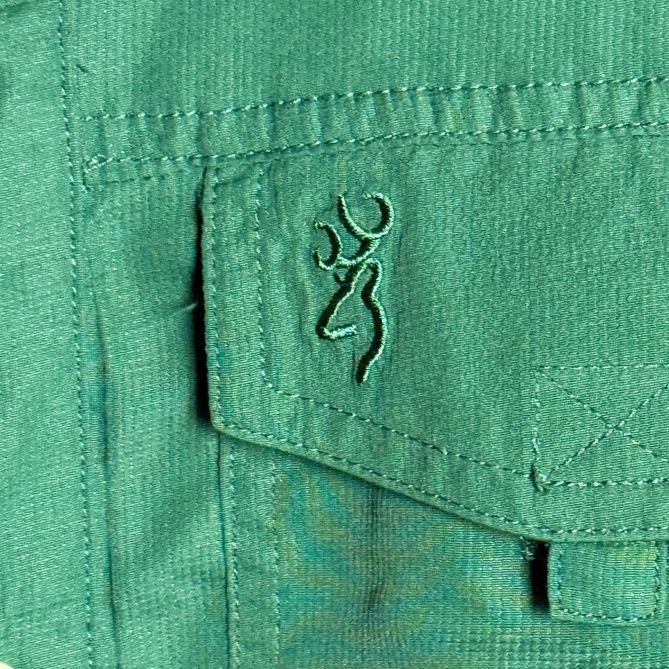 Browning Hiking Shirt Mens XL Green Button Up Short Sleeve Vented Outdoors - Image 4 of 4
