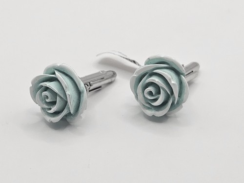 Anne Fontaine Elegant Ladies Flower Rose Cufflinks Teal Cream New With Tags - 第 1/7 張圖片