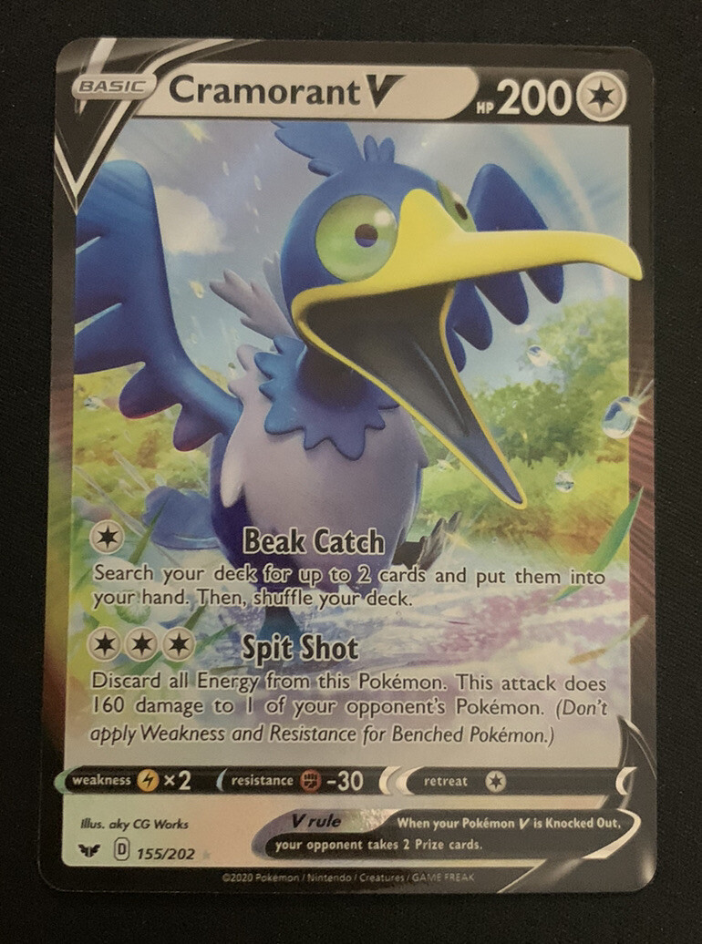Cramorant V 155/202 Sword & Shield Base Ultra Rare Holo Pokemon TCG Card NM