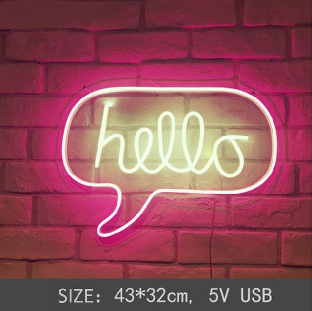 Neon Sign Hello Neon Letter Home Room Wall Hangings Decor