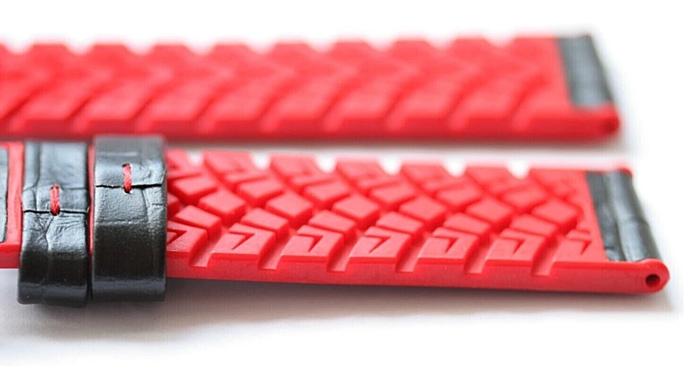 CORREA DE RELOJ HÍBRIDA DE CUERO DEPORTIVO IMPERMEABLE NEGRA/ROJA 20 MM ZRC ¡ÚLTIMA! Foto 3 de 4