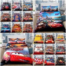 Lightning McQueen Cars 3D Duvet Cover Pillowcase Single Double King Bedding Gift