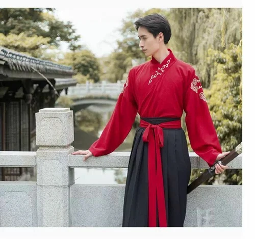 Vestido largo Element Hanfu artes marciales rojo bordado chino - Imagen 6 de 17