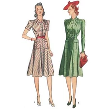 1940's Sewing Pattern: Tailored Dress - Bust=34” (86.4cm)