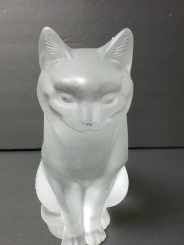 Vintage Lalique CHAT ASSIS Frosted Crystal Sitting Cat Figure - Picture 5 of 12