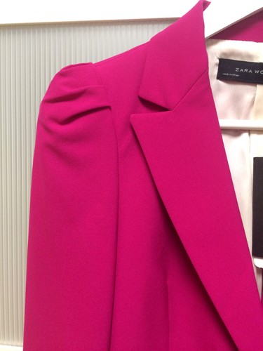 A331 ZARA WOMAN PINK FUCHSIA BLAZER JACKET COAT PUFFED SHOULDERS - XS - Bild 20 von 23