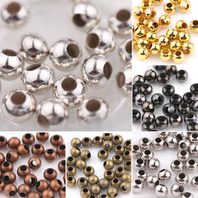 Plaqué Argent Bronze or Métal Round Ball Spacer Beads 2.4 mm 4 mm 5 mm 6 mm 8 mm