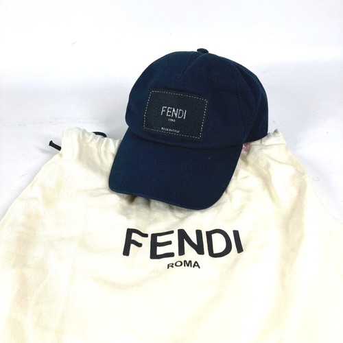 FENDI FXQ768 logo hat cap baseball cap cotton Navy - Picture 13 of 13
