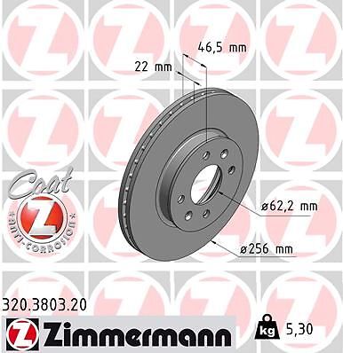 2X Zimmermann 320.3803.20 Bremsscheibe FüR Hyundai Kia-image