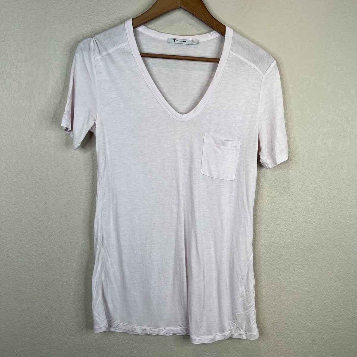 T By Alexander Wang Womens Classic Pocket T-Shirt Sz XS Lilac 