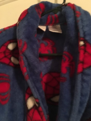 Marvel Spiderman Boys Bath Robe Belted Robe Size 4/5 Blue Red - Picture 4 of 7