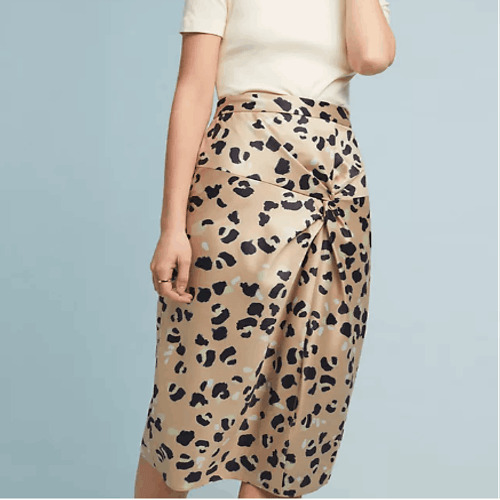 Anthropologie Hutch Twisted Leopard Skirt Size 6, 