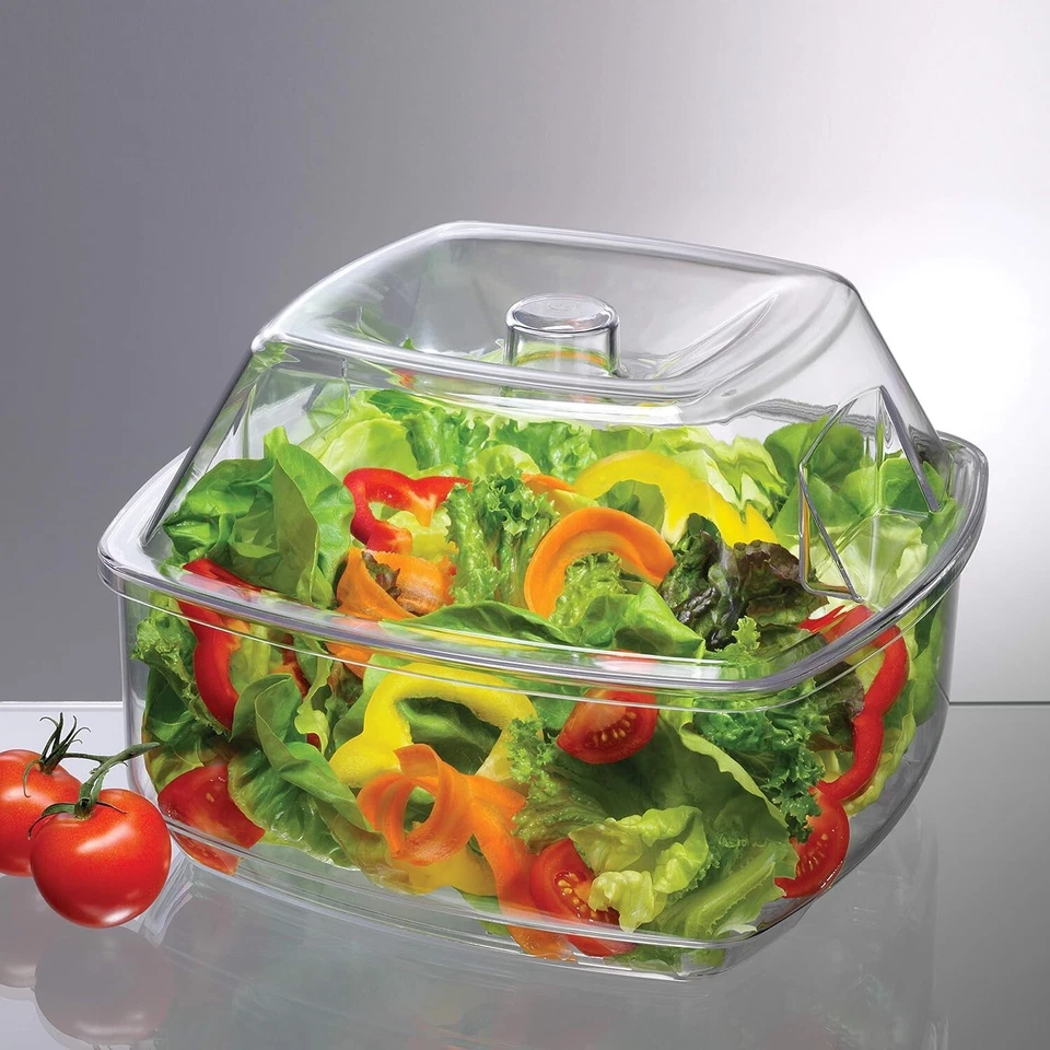 Prodyne Acrylic Flip Salad On Ice Bowl with Lid, 10", Clear - Image 2 of 4