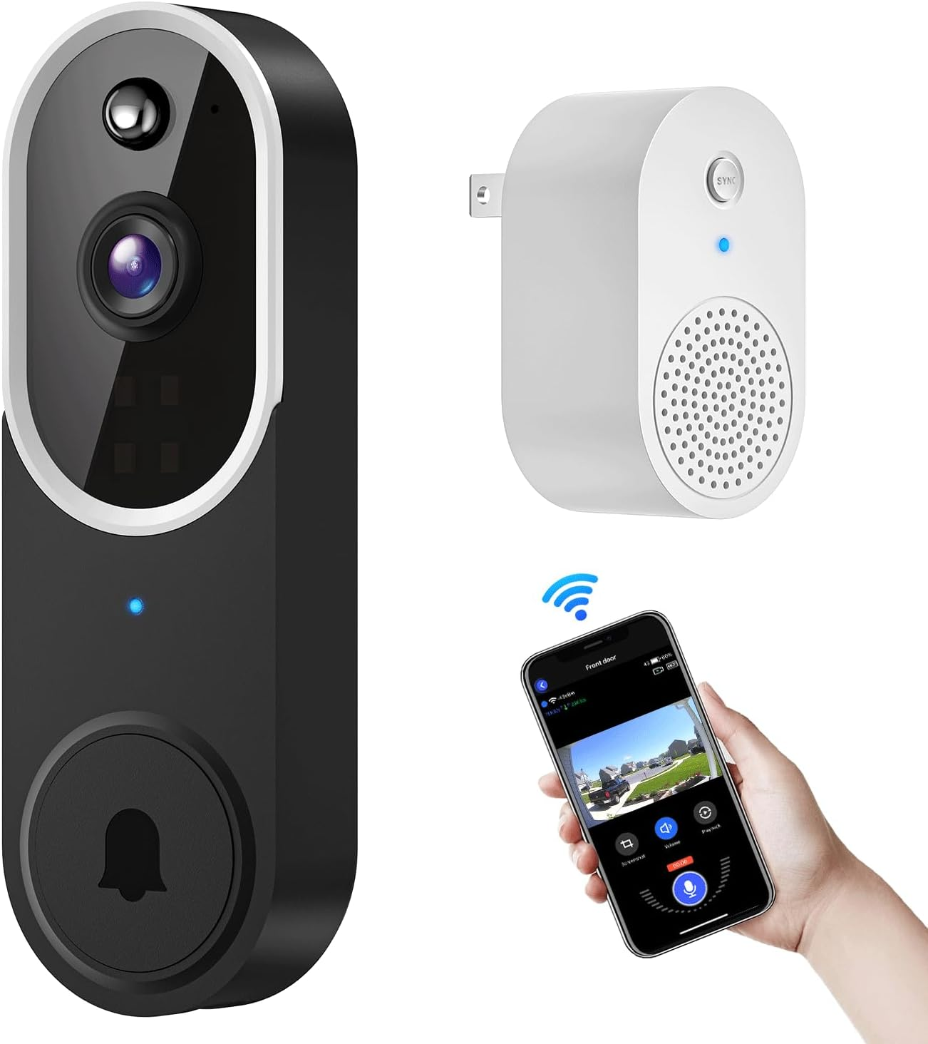 1080P Wireless Video Doorbell Camera, Chime Ringer Included, Live View, 2-Way Au