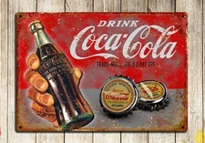 Metal Vintage COKE COCA COLA Sign Retro Bar Pub Shed Garage Man Cave Cafe Decor