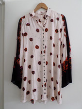 Free People rose print button front pocketed dress size XS