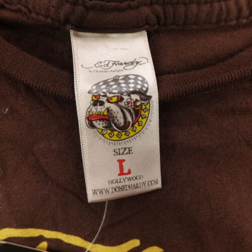 Vestido vintage Ed Hardy para mujer grande marrón Christian Audigier camisa Y2K Deadstock - Imagen 10 de 12