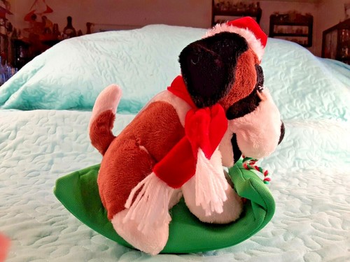 Battery Operated Puppy Dog on Sled Christmas Rocks & Barks to Deck the Halls - Picture 9 of 12