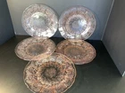 1930s Jeanette Cherry Blossom Set of 5 Pink Depression Glass 9" Dinner Plates