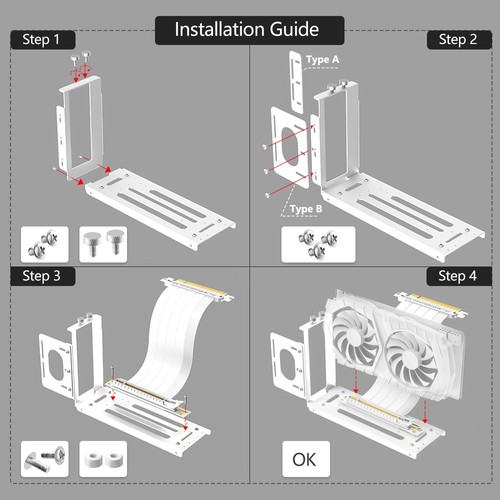 Vertical GPU Mount Bracket 2 Slots Graphics Card Holder with Hardware, eGPU Dock - Afbeelding 15 van 17