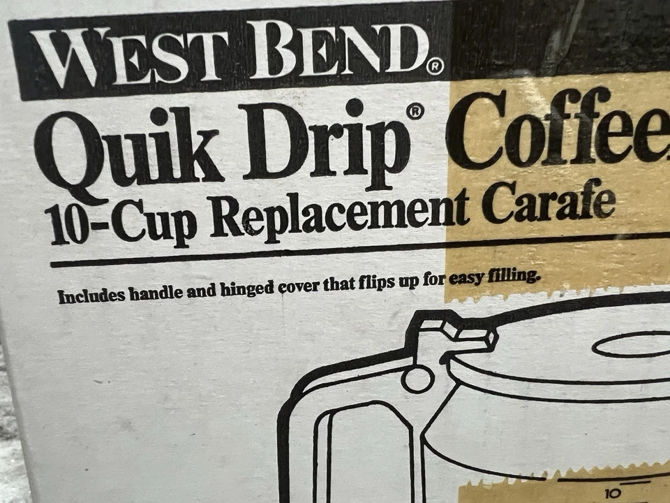 West Bend Quick Drip 5720 NIB Replacement 10-Cup Carafe Vintage Black Brand New - Image 2 of 4