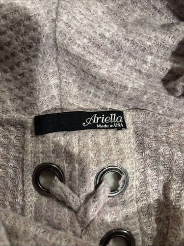 Ariella Sweater Top Women S Oversized Light Cowl Neck Lace up Grommet Back Soft - Picture 3 of 3