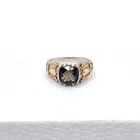 Vtg 12K Gold Leaves Sterling Silver Ring Smoky Quartz Stone Coleman Black Hills