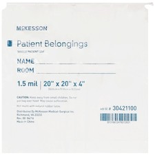 McKesson Drawstring Closure Patient Belongings Bag 4 x 20 x 20" 1.5 mil