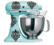 Damask Vinyl Decals for KitchenAid Mixer: Set of 8