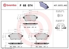 Brembo P 68 074 brake pad set, disc brake for Renault