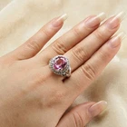 Pristine Bubblegum Pink Sapphire Oval 7Ct 925 Sterling Silver White Gold Rings