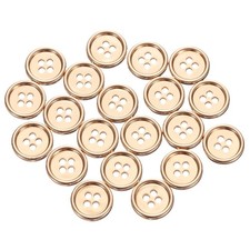 20pcs Metal Sewing Button 15mm 4 Holes Round Buttons for Clothes Gold