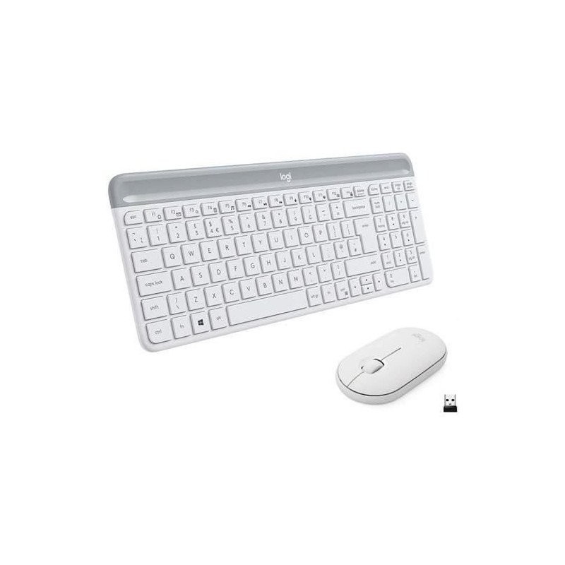 Logitech MK470 Ensemble Clavier Souris Extra-Plat Ultra-Silencieux Blanc AZERTY