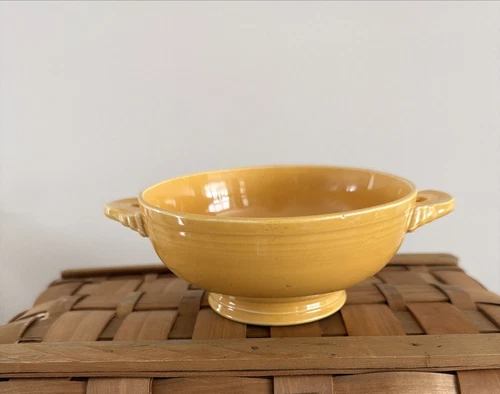 Original Vintage Fiestaware Yellow Cream Soup Bowl with Handles