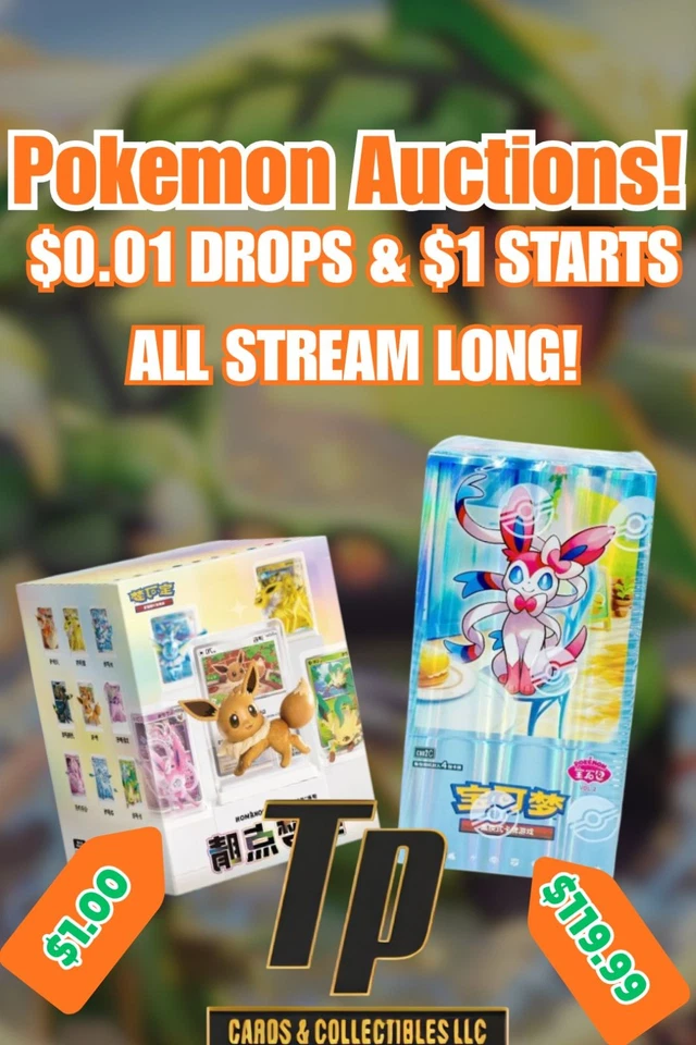 $1 Start Pokemon Auctions | Packs, Bundles, Boxes w/ Sadie