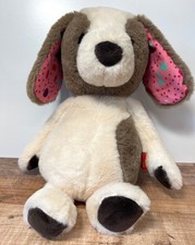 Softies Plush Dog Stuffed Animal With Brown  Cream Fur And Pink Ears 13 Inches