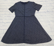 Banana Republic Dress WOMENS 12P Blue Abstract Polka Dot Short Sleeve Blue Lined