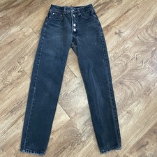 Vintage Z Cavaricci Jeans Button Fly Black Denim Women 27 Straight Leg Pants