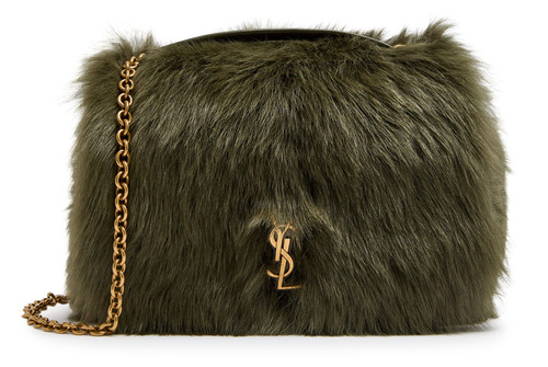 Saint Laurent Jamie 4.3 Mini Shearling Fur Green Gold YSL Crossbody Shoulder Bag