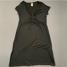Just My Size Dress Women 1X LBD Black V-Neck Twist Front Empire Waist Ebony
