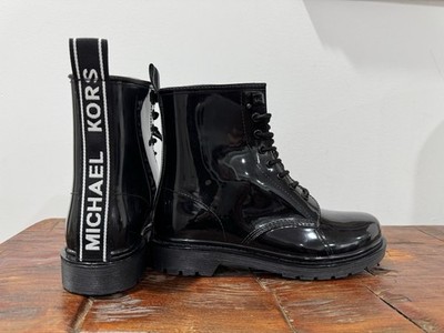 Michael Kors Tavie Rain Bootie Size 8 Black Waterproof Boot NEW Combat MSRP $130