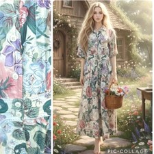 VTG 80s Carol Anderson Floral Button Down Cottagecore Midi Shirt Dress SZ M / L
