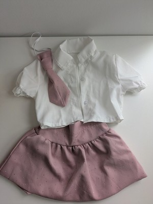 Baby Mädchen Cute Outfit Elegant Rock und Hemd Weiss Lila mit Brilliant Gr.80