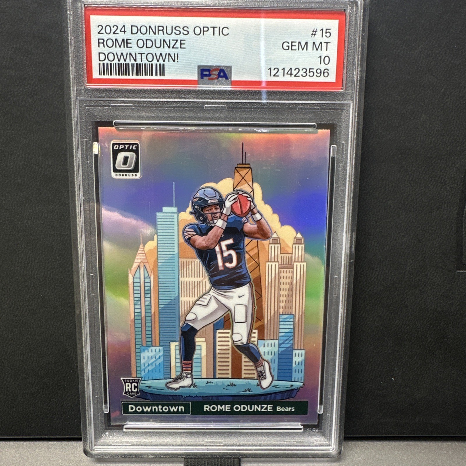 ROME ODUNZE PSA 10 2024 PANINI DONRUSS OPTIC #15 DOWNTOWN! ROOKIE RC SSP BEARS