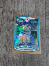 AUSTIN ROMINE 2007 BOWMAN CHROME GOLD REFRACTOR AUTOGRAPHED ROOKIE CARD. #13/50.. rookie card picture