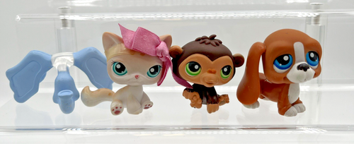 Duo Littlest Pet Shop Authentique #2413 Basset Hound Et #2414 Baby Cat – Occasion Bon état