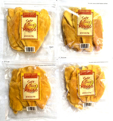 4 PACKS Trader Joe's Dried Fruit Soft & Juicy Mango 6 oz Each Pack
