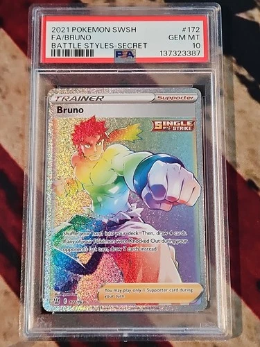 2021 Pokemon Sword & Shield Battle Styles #172 Secret Full Art Bruno PSA 10