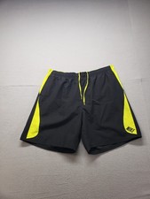 Nike Men Swim Trunk XXL Black Green Logo Elastic Waist Drawstring Pull On Beach