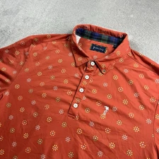 William Murray Shirt Mens Large Orange Performance Golf Polo Floral All Over